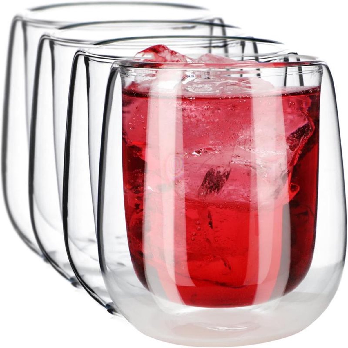 Thermische Glazen voor Koffie, Thee, Latte, 280ml, Dubbelwandig, 4-Delig Set