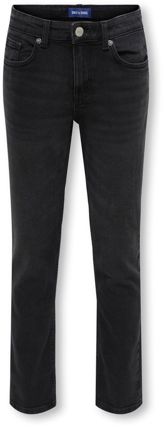 Zwarte jeans van ONLY & SONS met een rechte pasvorm, zichtbaar van voren.