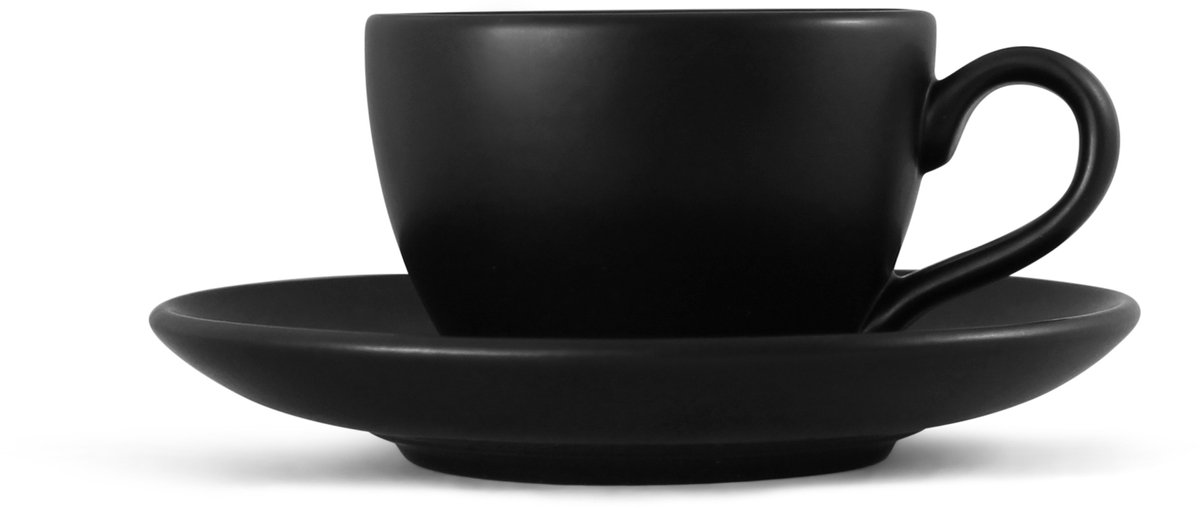 Duralite - Black label - Kop & schotel - KOFFIE - 18cl - Mat zwart - Set á 6 stuks - 024X
