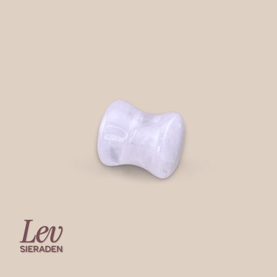 Plug de piercing selle, double flare, en quartz rose, 9mm.