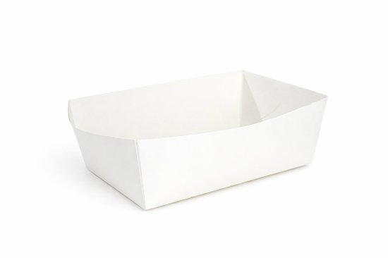 100x Frietbakje wit 94 - eco snackbakje - karton verpakking - snackbakje wit- 1000ml 16,5 x 10,5 x 6cm - wit 94- milieuvriendelijk - duurzaam - patat - barbecue - feestje - picknick - bbq - disposable - wegwerp - takeaway - serveerschaal - feestje