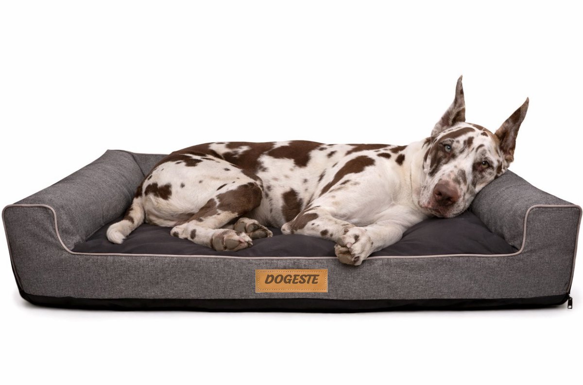 Dogeste hondenmand XXL - voor grote honden - waterafstotende codura - schuimvulling - afneembare hoes - grijs met donkergrijze binnenkant