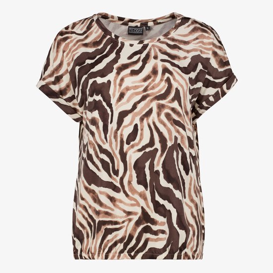 TwoDay dames top met zebraprint bruin - Maat 3XL