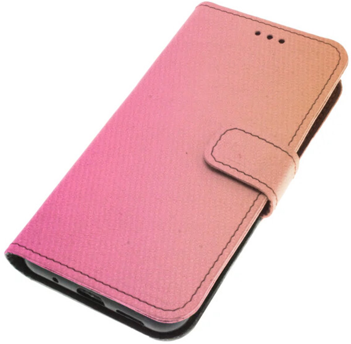 Echt leer hoesje geschikt voor Samsung Galaxy S23 Plus Roze-oranje kalfsleer met kleurverloop