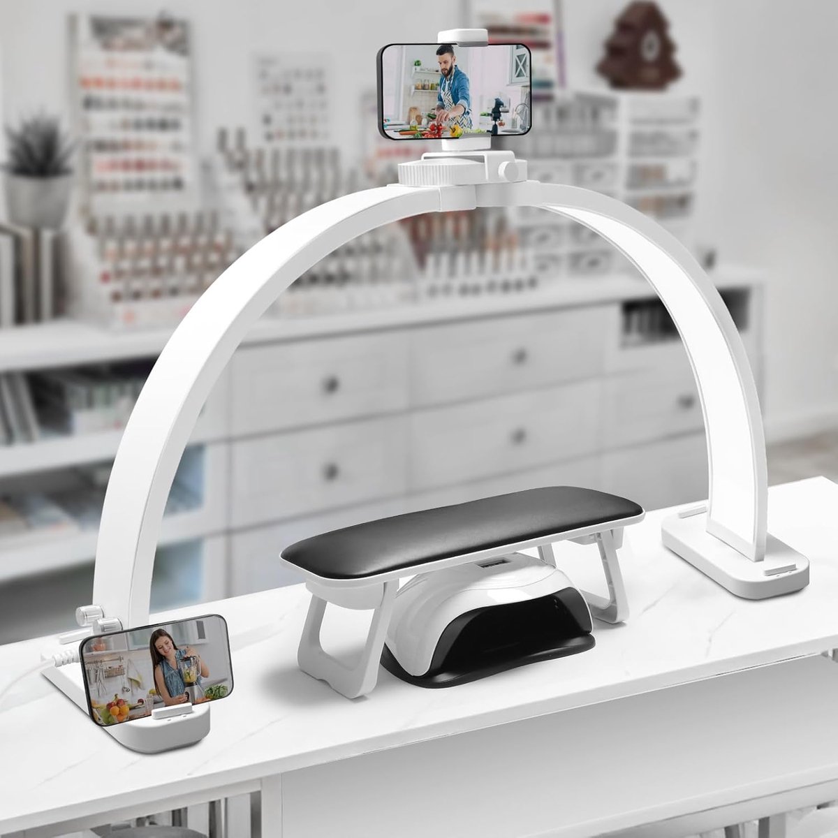 Professionele Halve Maan LED Nagellamp met Telefoonhouder voor Schoonheidssalons