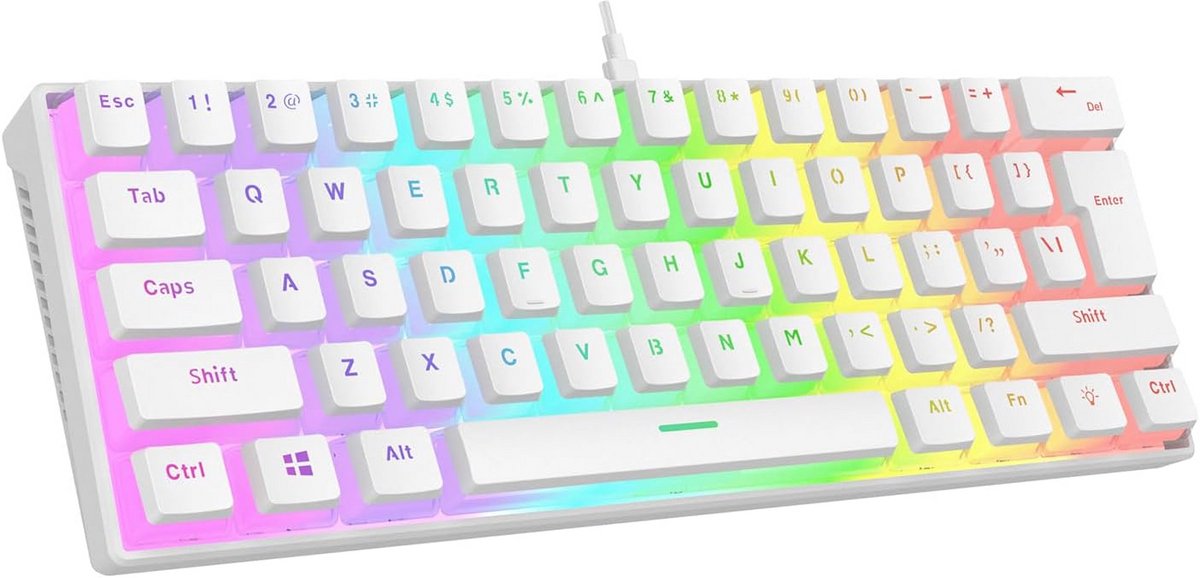 Mechanisch Gaming Toetsenbord Wit Pudding Keycaps USB-C Rood Switches