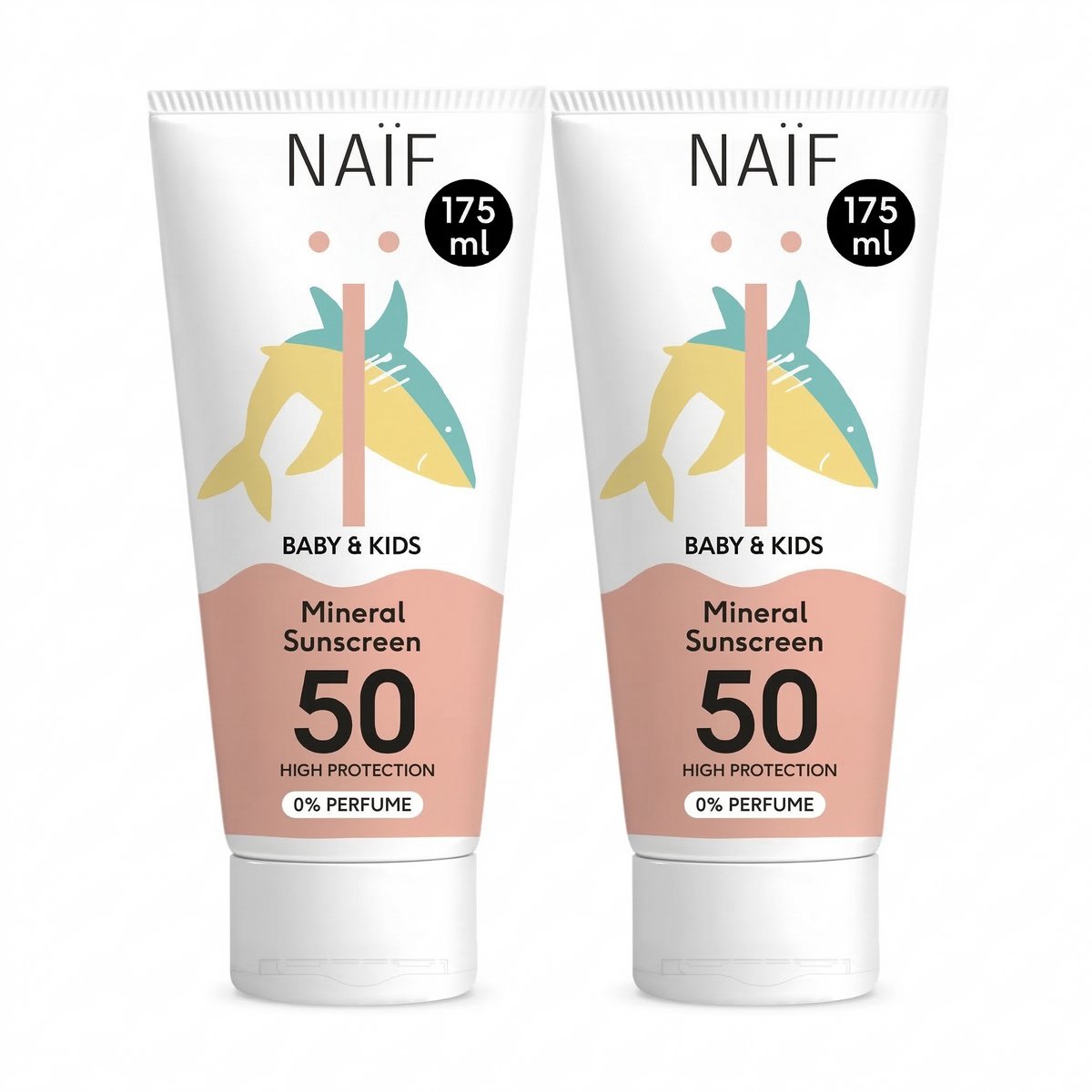 Naïf - Minerale Zonnebrandcrème - Baby & Kids - Zonbescherming - SPF50 - Hoge UVA/UVB Bescherming - 2x175ml