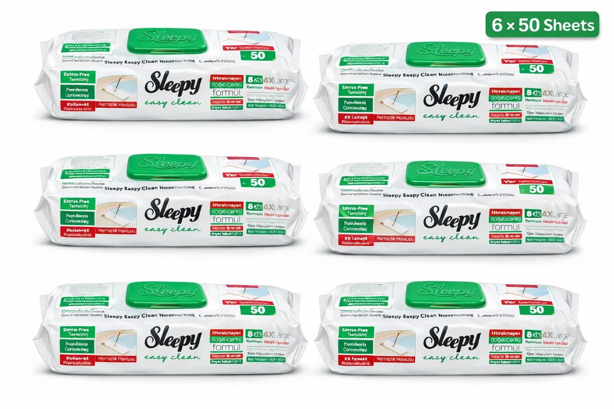 Sleepy Easy Clean Floor Cleaning Wipes 6×50 Sheets 4X LARGE – Disposable Mop Wipes – No Rinse – Multi Surface Floor Cleaner