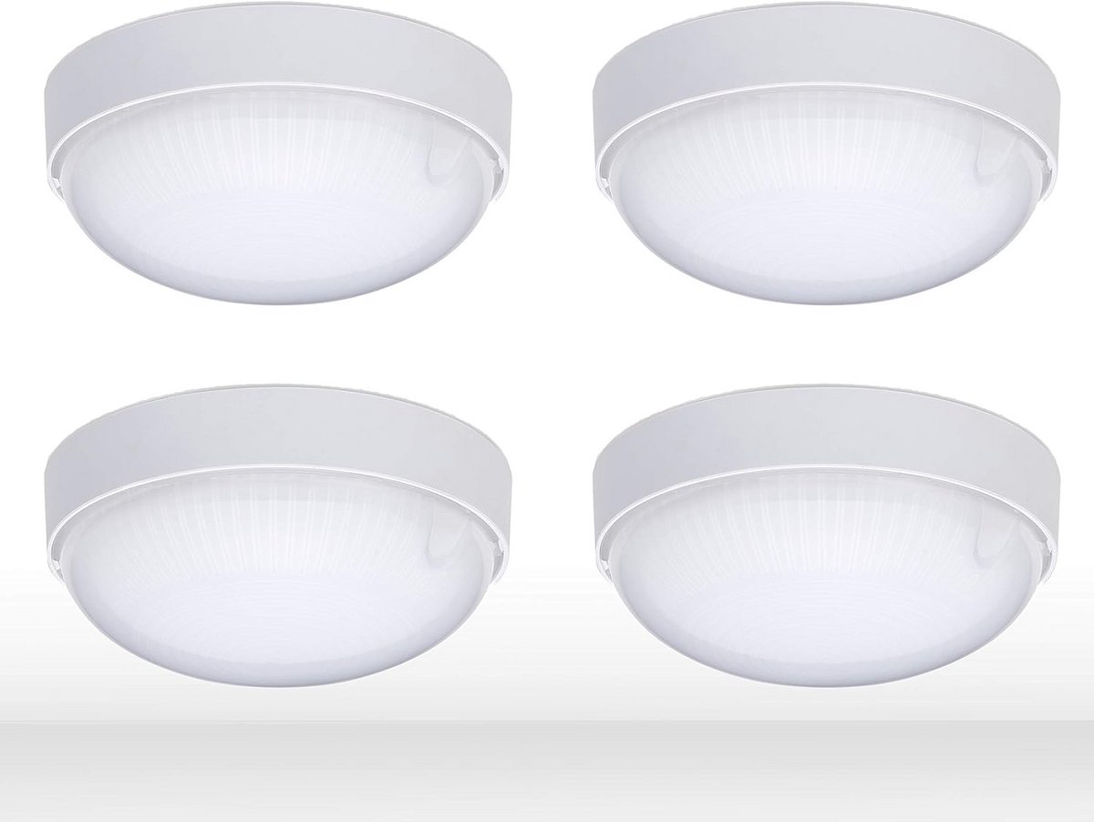 Waterdichte LED Plafondlamp Rond Ø14cm Wit – Neutraal Wit Licht 4000K IP65 voor Kelder, Garage of Buiten
