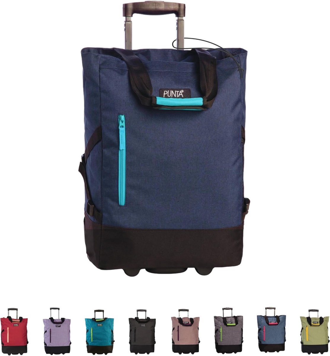 Duurzame Winkelroltas met Wieltjes - Donkerblauw - 36x50x20cm