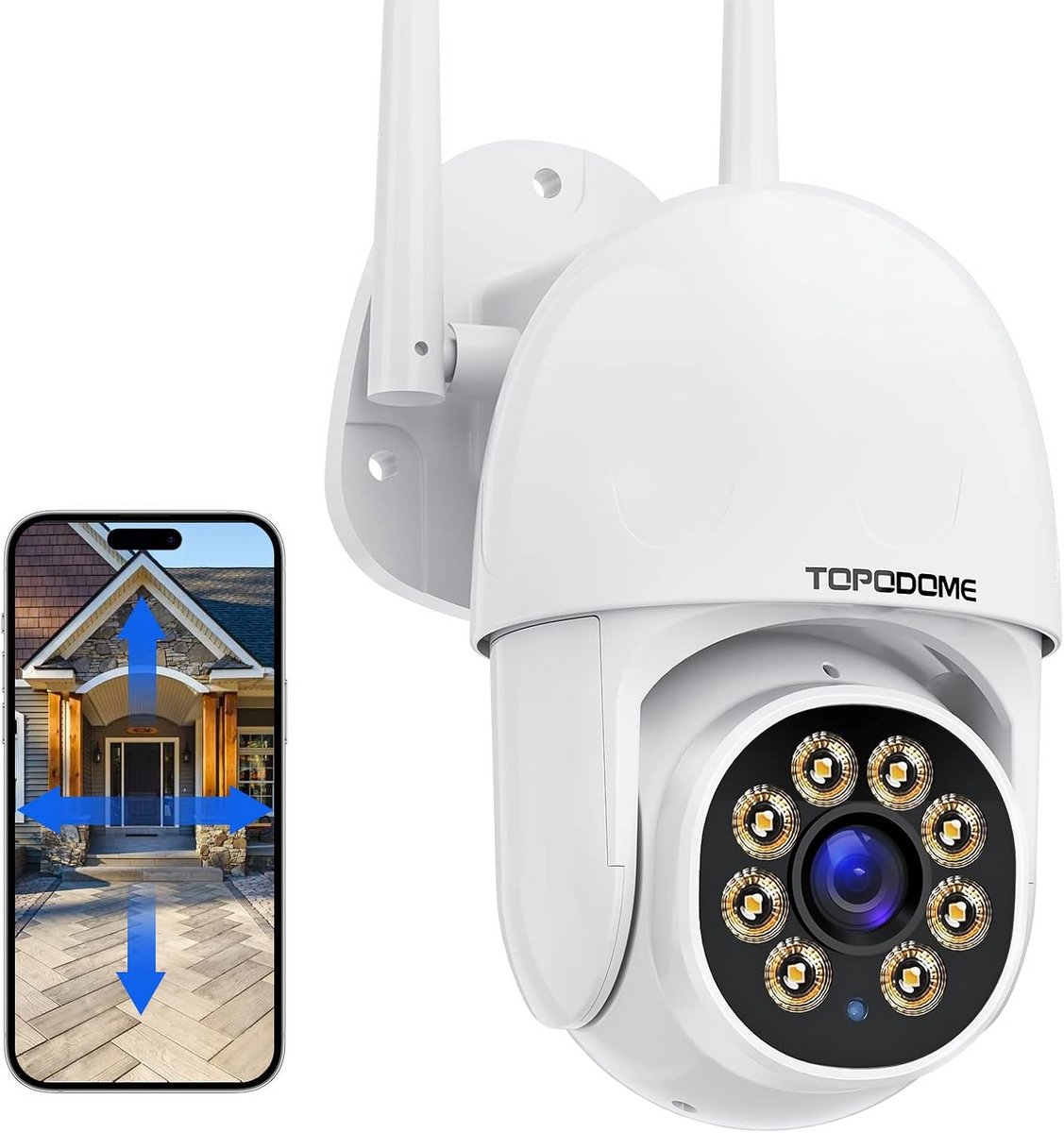 PTZ Wifi Buiten Bewakingscamera met Automatische Tracking en Kleuren Nachtzicht
