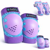 Suotu Skate Beschermset Kinderen - Skate bescherming - Skeeler Beschermset - Paars - M