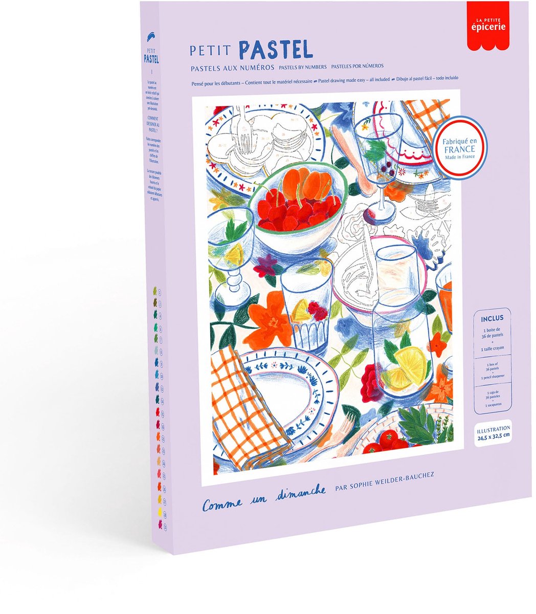 La Petite Epicerie PETIT PASTELS Painting by Number Kit “LIKE A SUNDAY / COMME UN DIMANCHE" H32.5xW24.5xL3.5cm Creatieve | Hobbyset | kinderen en volwassenen