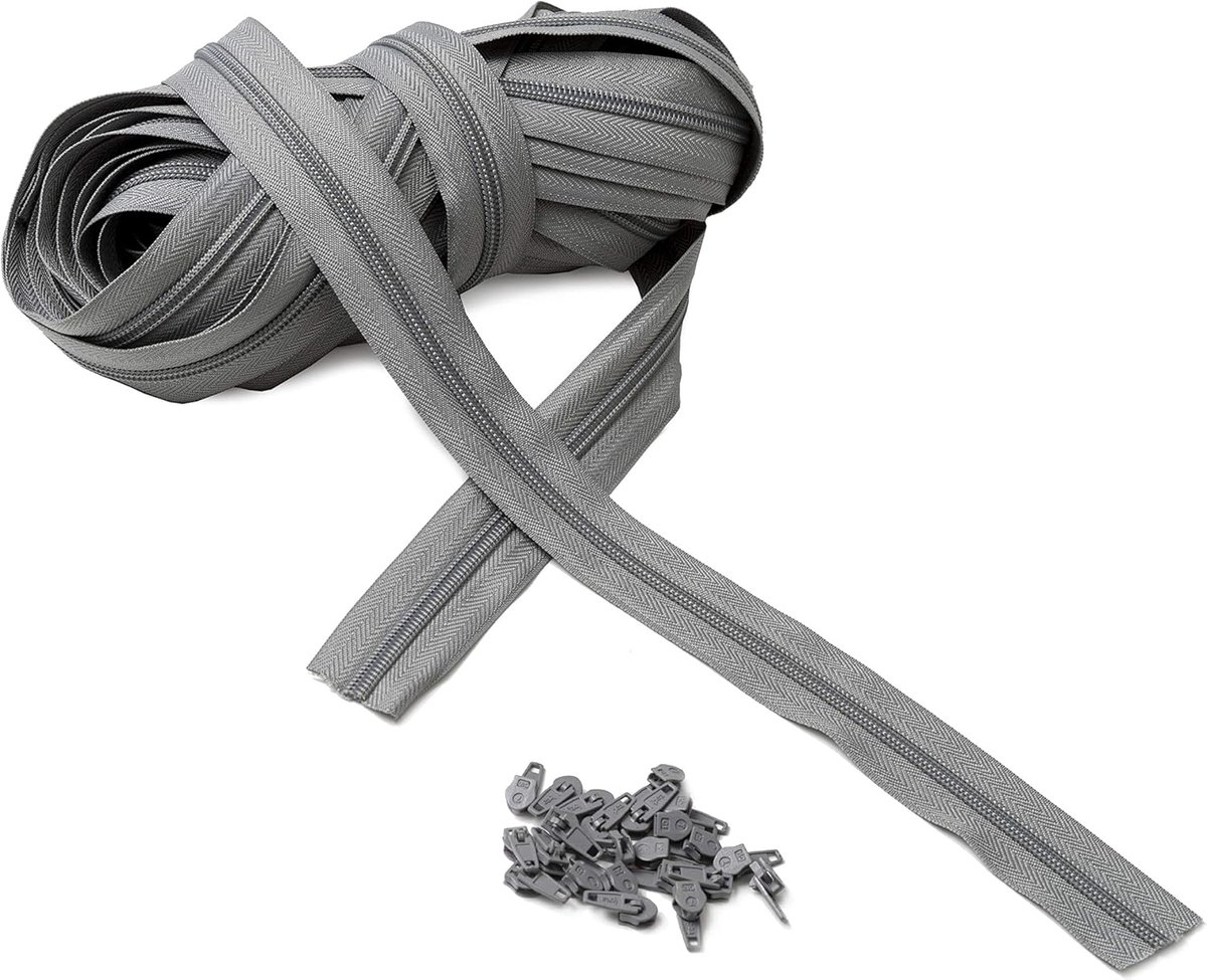 Doorlopende Nylon Ritssluiting op Rol - 10 Meter Maat 3# met 25 Schuivers