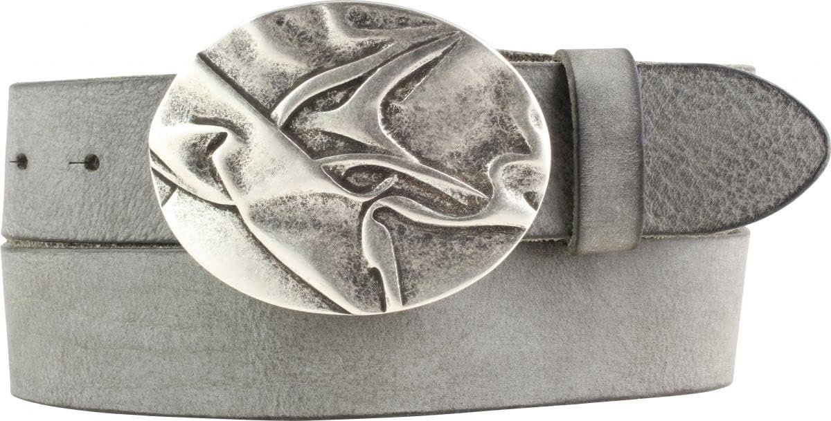 Leren riem met drukknopen en vintage gesp voor heren en dames