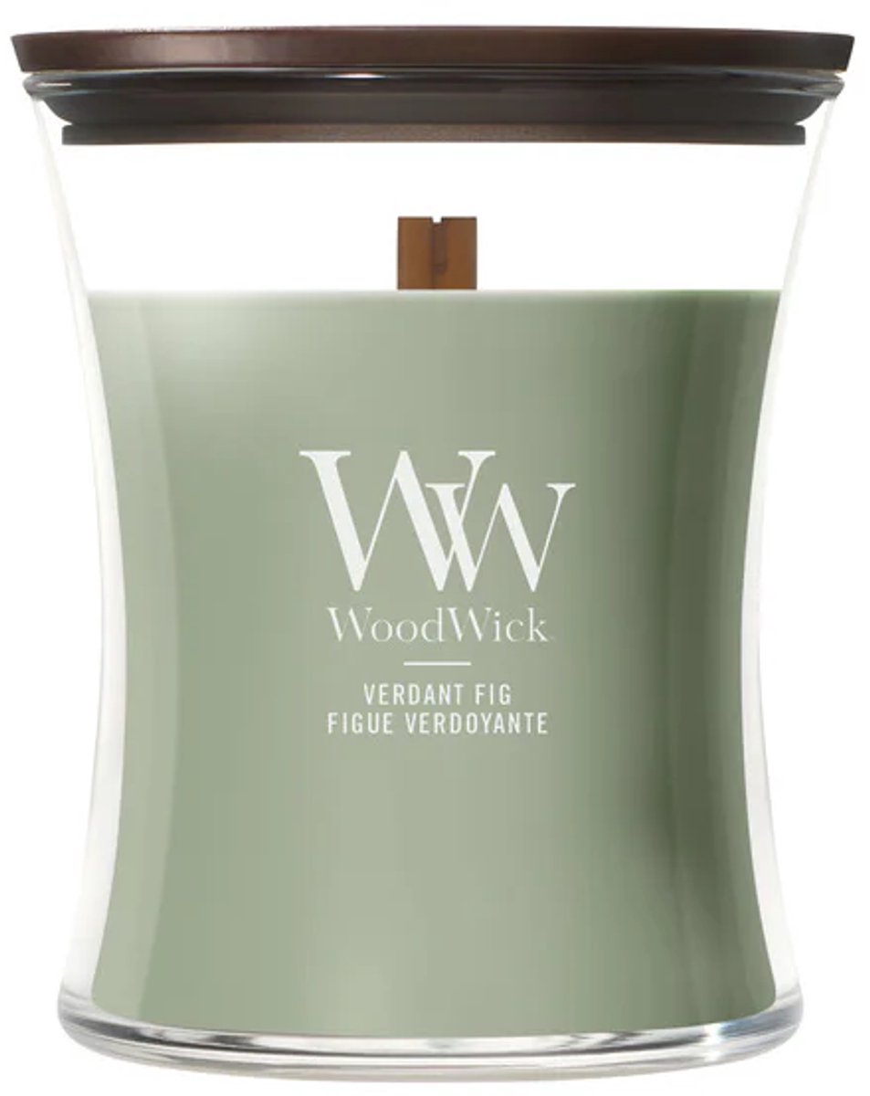 WoodWick Hourglass - Verdant Fig - Medium Geurkaars - 60 branduren Groen
