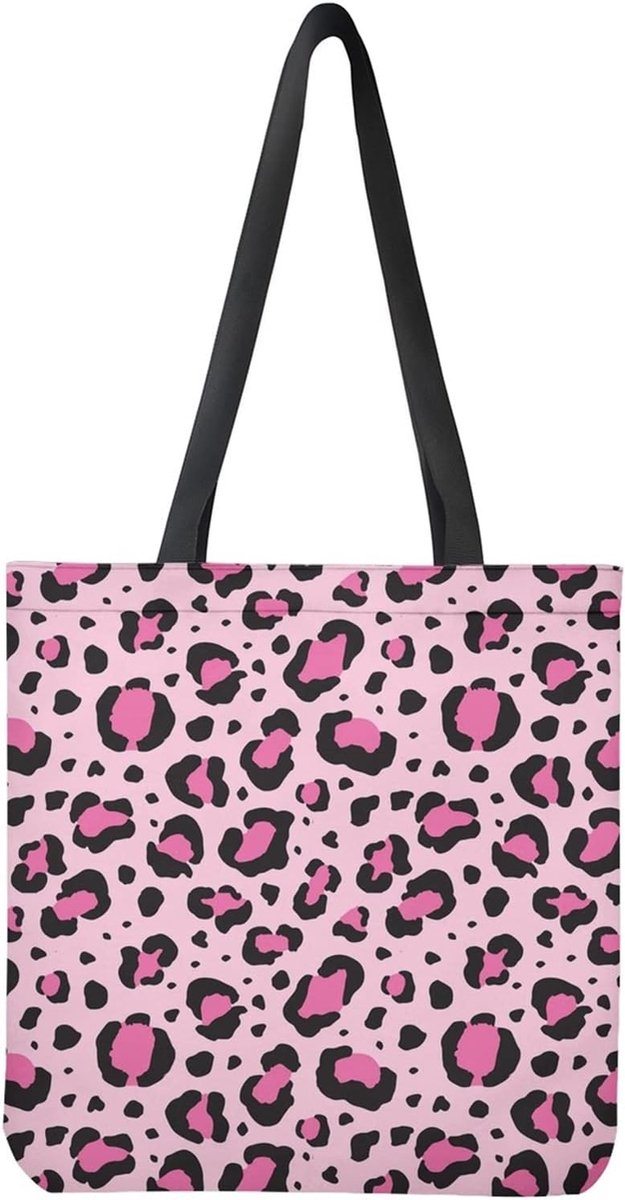 Grote Canvas Shopper Tas met Luipaardprint - Duurzame Schoudertas voor Dames