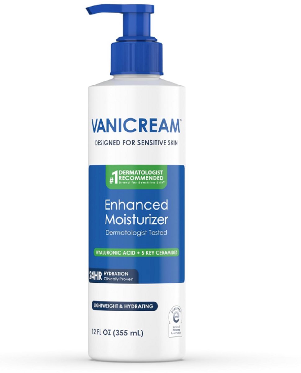 Vanicream Enhanced Moisturizer 355 ml – Intensieve Hydraterende Bodylotion met Hyaluronzuur, Ceramiden & Glycerine – Voor Gevoelige Huid – Zonder Parfum, Parabenen en Irriterende Stoffen