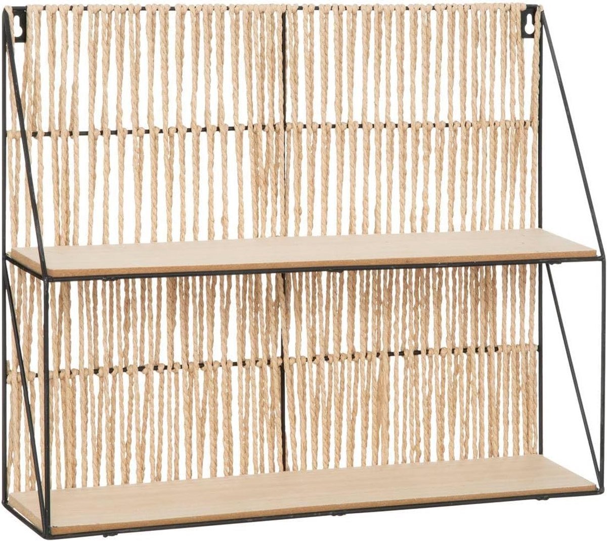 Decoratief Wandrek van Metaal en Hout met 2 Planken - 48x40 cm