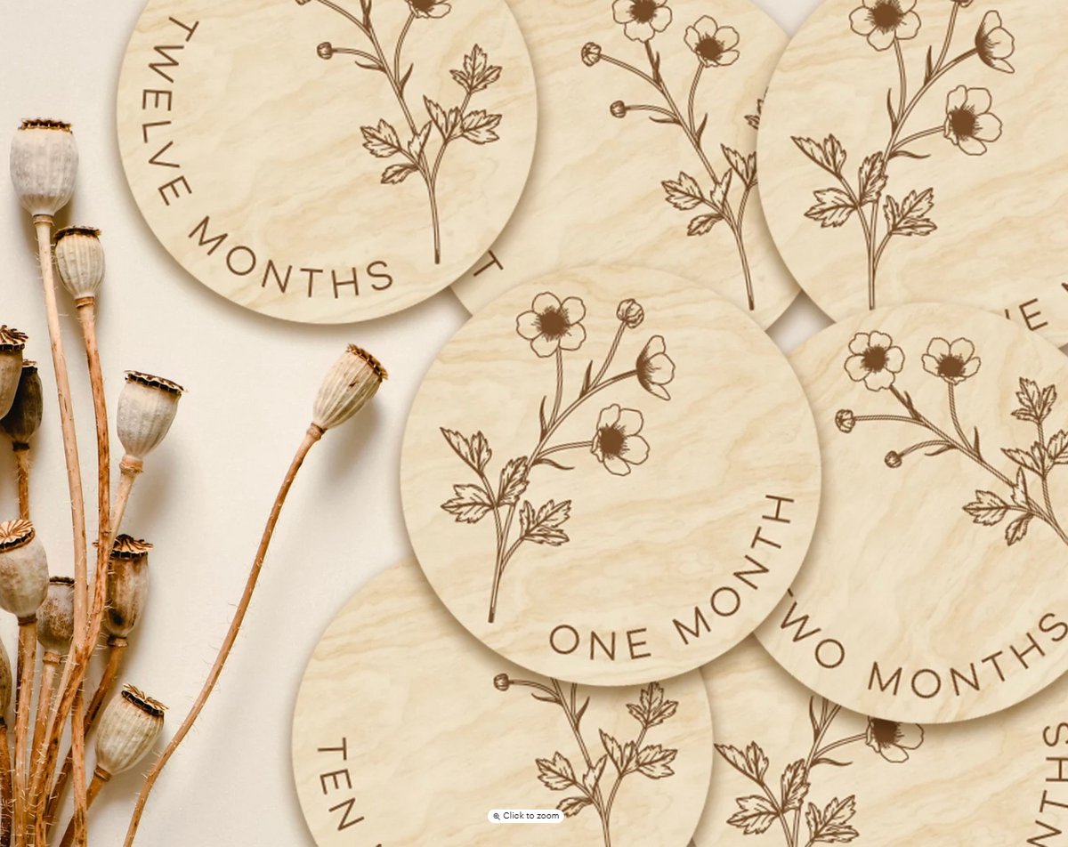 baby mijlpaalschijfjes – houten bloemendesign fotoprops voor newborn foto’s/mijlpaal kaarten/ cadeautje voor baby/ mijlpaalkaarten voor baby/ jongen of meisje