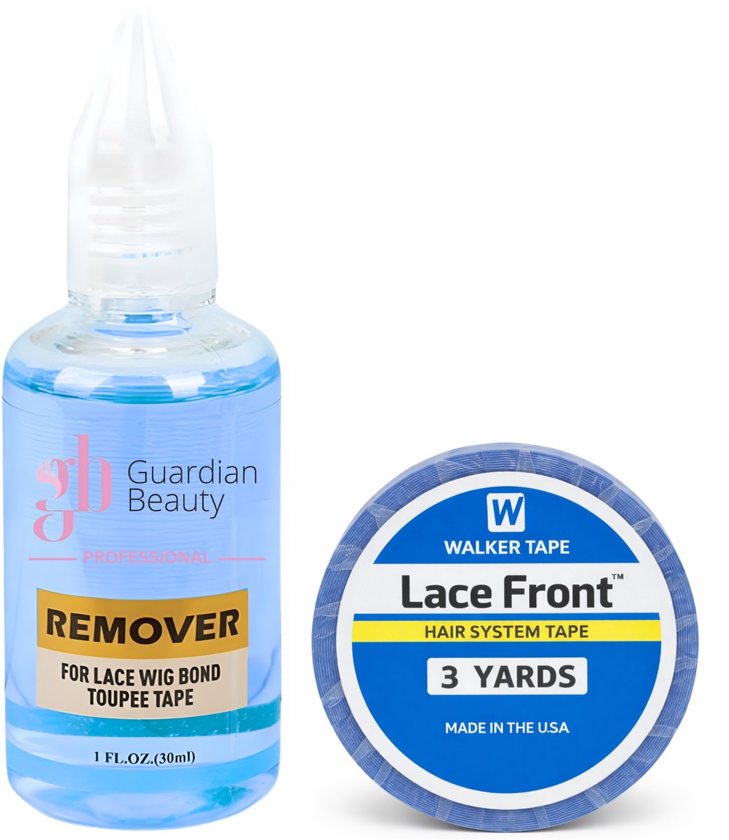 Walker Tape Pruikentape & Guardian Beauty Remover Set - Lace Front - Hair System Tape - 3 yards - 1.27 cm + GB Remover - Blauw - For Lace Wig Bond and Toupee Tape - 1 stuk - 30ml - Haarextensions