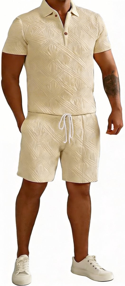 Ribstof Zomer Set Heren - Korte Broek - Shirt - Poloshirt - Kledingset