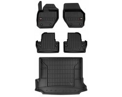 Frogum ProLine Complete Set: Luxe Rubberen Automatten + Kofferbakmat - Geschikt voor VOLVO V60 I Kombi 2011-2018 - Perfecte Pasvorm - Geurloos TPE - Zwart