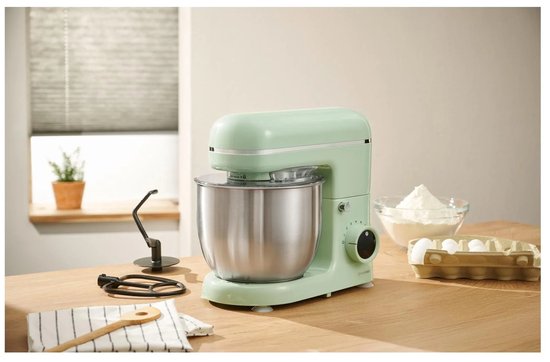 SILVERCREST® KITCHEN TOOLS Keukenmachine pastel - Vermogen: 600 W - Inhoud: 5 L - Inclusief spatbescherming met vulopening, deeghaak, eiwitklopper en garde - Met extra pulsfunctie - Afneembare accessoires zijn vaatwasmachinebestendig - Mintgroen van SilverCrest — afbeelding 3
