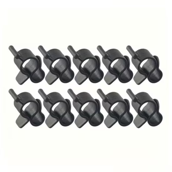 Set van 10 stuks - Ophangsysteem aan zonnescherm - Luifel - Zwart - Clips - Haken voor camper en caravan — afbeelding 3