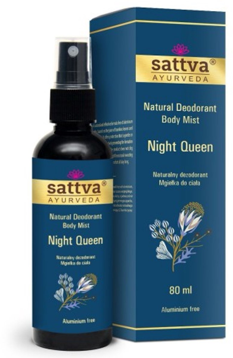 Deodorant (body mist) 'Night Queen', aluminiumvrij, Sattva ayurveda, veganistisch, 80 ml