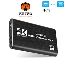 Retro Gaming Goods® - Game Capture - Video Capture Card - 4K HDMI - Inclusief USB C Adapter