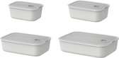 Mepal Vershouddoos 4 delig EasyClip - 700 ml. 1000 ml. 1500 ml. 2250 ml - Vershoudbakjes met schuifsluiting - Geschikt voor magnetron. stoomoven. koelkast en vriezer - Nordic white