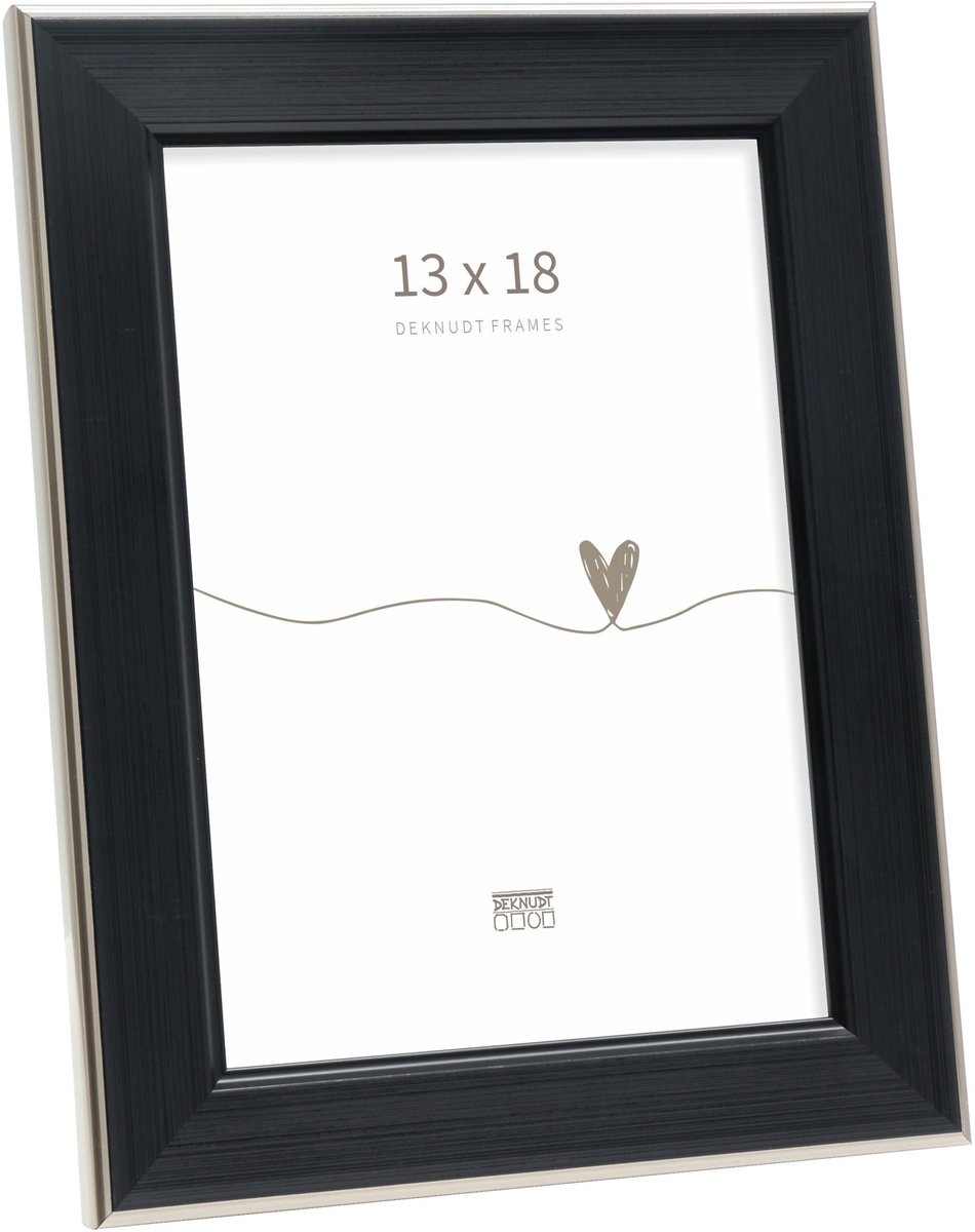 Deknudt Frames fotolijst S244E2 - zwart met zilverbiesje - 13x18 cm