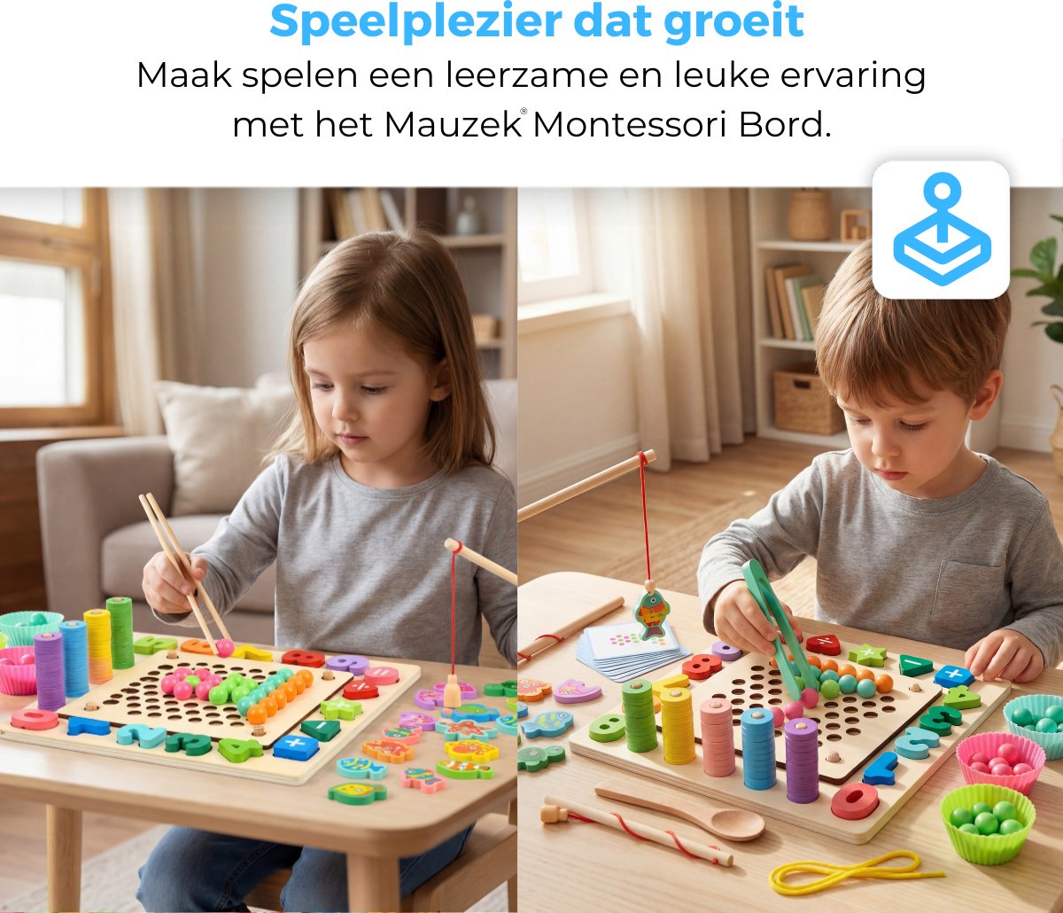 Mauzek® Montessori Bord – 178-delig – Activiteitenbord – Visspel – Sorteerspel – Cijfers – Houten Speelgoed – Activity Board – Magneet Spel – Sensorisch Speelgoed – Peuter Speelgoed – Jongens – Meisjes – 3 jaar – 4 jaar – 5 jaar – 6 jaar — afbeelding 4
