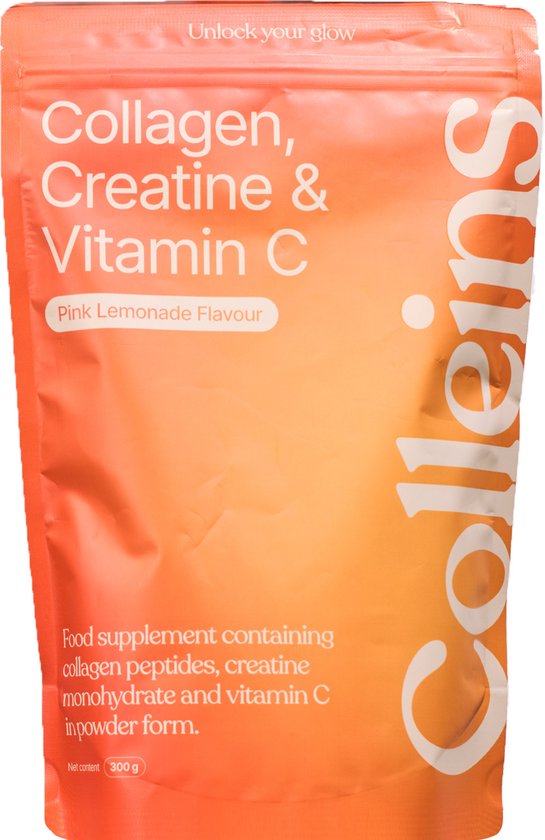 Zak met 'Collageen, Creatine & Vitamine C' in Pink Lemonade smaak van Collein's.