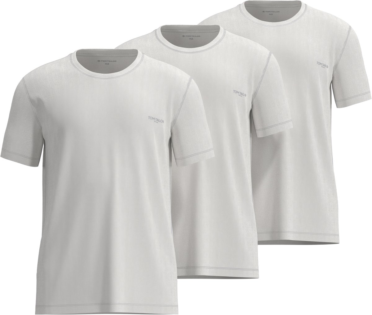 TOM TAILOR - Ohio - Heren Ondershirt met ronde hals - 3-pack - Wit