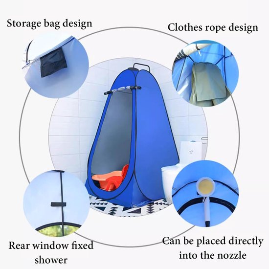 Pop-Up Douche-Tent - Omkleed-Tent - Spray-Tent - Draagbare Douchetent - Blauw van Merkloos — afbeelding 2
