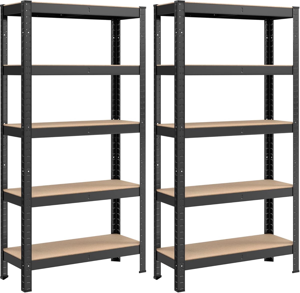 SONGMICS Stalen rek Breedte 75 cm Open rek Open plank Anti-roest verwerking 5-Tier plank rek Totale laadcapaciteit 650kg Hoge laadcapaciteit Stalen plank beeldje rek Eenvoudige montage In hoogte verstelbaar 75×30×150cm 2 stuks per doos GLR032BZ01