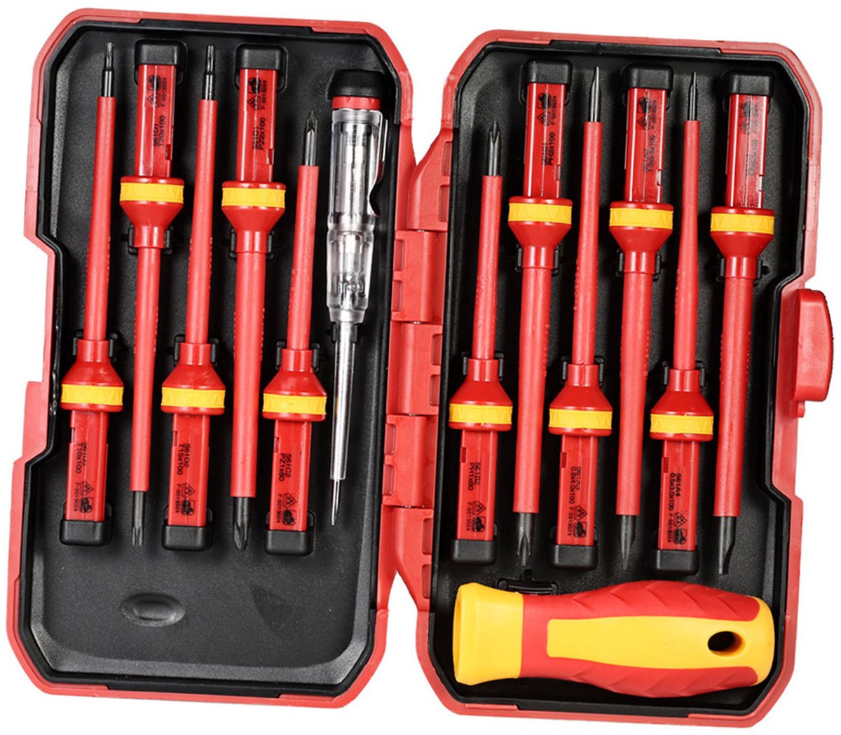 Geïsoleerde Schroevendraaierset 13-delig – 1000V – Magnetisch – Met Spanningszoeker & Koffer – Voor Elektricien