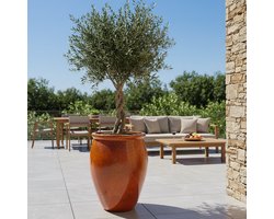 Grote buitenpot BACCHUS 50x68cm herfst roest, handgemaakt van geglazuurd terracotta, vorstbestendig