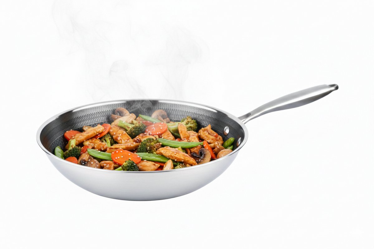 Cheffinger Wokpan - 28cm - RVS - Honingraat - Inductie