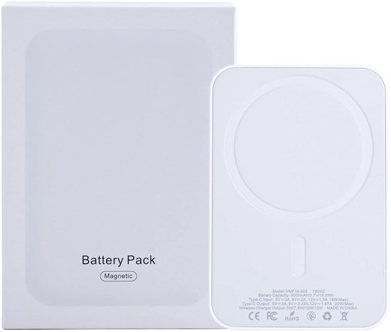 For iPhone 17, 16, 15, 14, 13, 12 Series Battery Pack Magnetic Charging White MagSafe With Type-C Port 15W