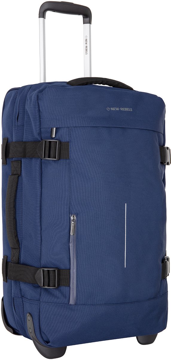 New Rebels Gassaway Trolley Medium Navy | Reiskoffer 52L | Lichtgewicht Koffer met Dubbele Wielen | 60x36x24 cm