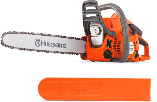 Husqvarna 120 Mark II benzine-kettingzaag, 38,2 cc X-Torq®-motor, 14 inch rail en H37-ketting, LowVib® trillingsreductie, Air Injection™, ideaal voor tuin en brandhout