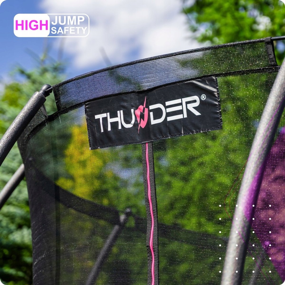 Thunder Trampoline 427 cm – Ronde Tuintrampoline – Max. 150 kg – Met Ladder – Roze — afbeelding 10