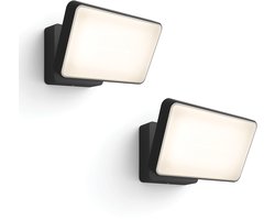 Philips Hue Welcome Set van 2 Verstralers (Zwart) - Buitenlamp - Warmwit Licht - Hue White