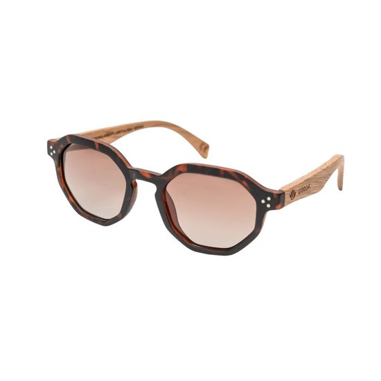 Wooda® Zonnebril Zeshoekig - Gevlamd Carey frame - Gepolariseerd - Wooda Labritja Demi Brown Marrón Dégradé van Wooda — afbeelding 2