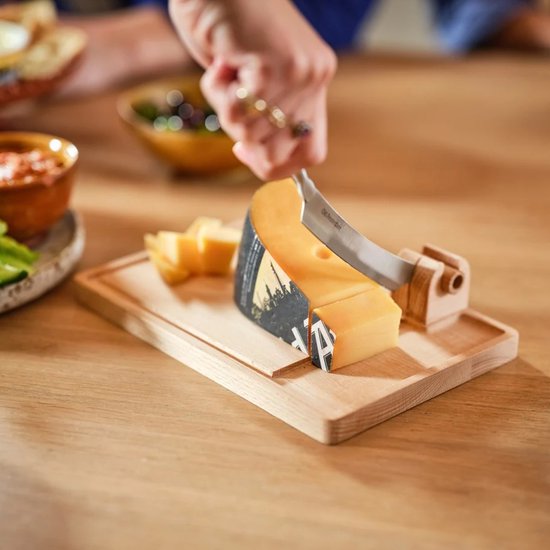 Old Amsterdam Kaasplankje met Mes – Houten Borrelplank Set met Kaasmesje – Kaasplank Cadeau