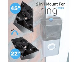 Made For Ring Video Doorbell 2, 3, 4, Plus & Pro Batterij – 45° Hoekbeugel // Zwart Kunststof // Inclusief schroeven