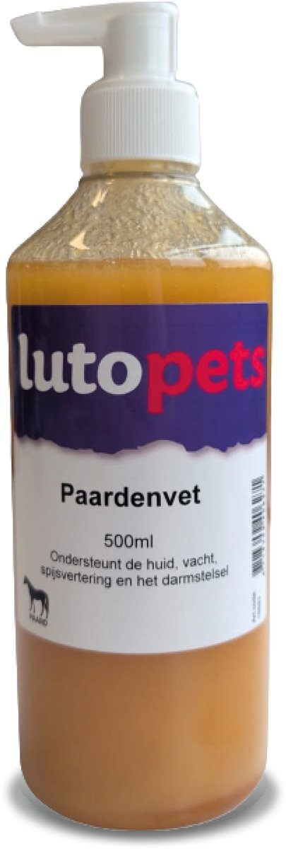 Paardenvet 500 ml - Hypoallergeen - Rijk aan Vitamine A & D - Licht Verteerbaar & Calorierijk Supplement voor Honden - lutopets